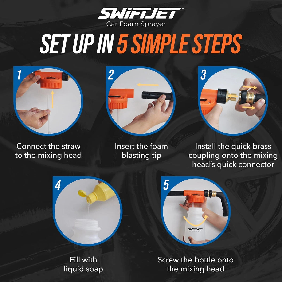 SwiftJet Car Orange Foam Sprayer With Wash Mit, Gun with Mitt