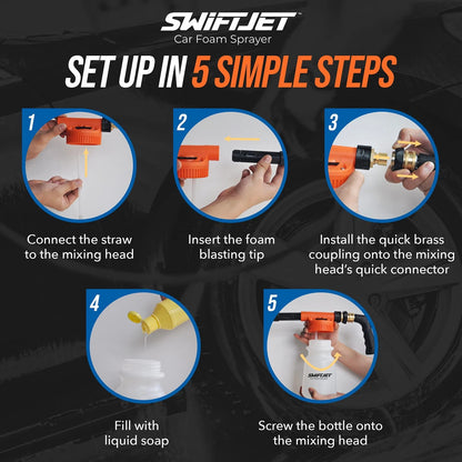 SwiftJet Car Orange Foam Sprayer With Wash Mit, Gun with Mitt