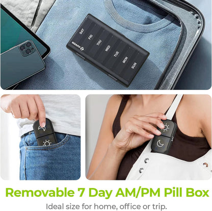 AUVON XL Weekly Pill Organizer 2 Times a Day, Box 7 Day with Black
