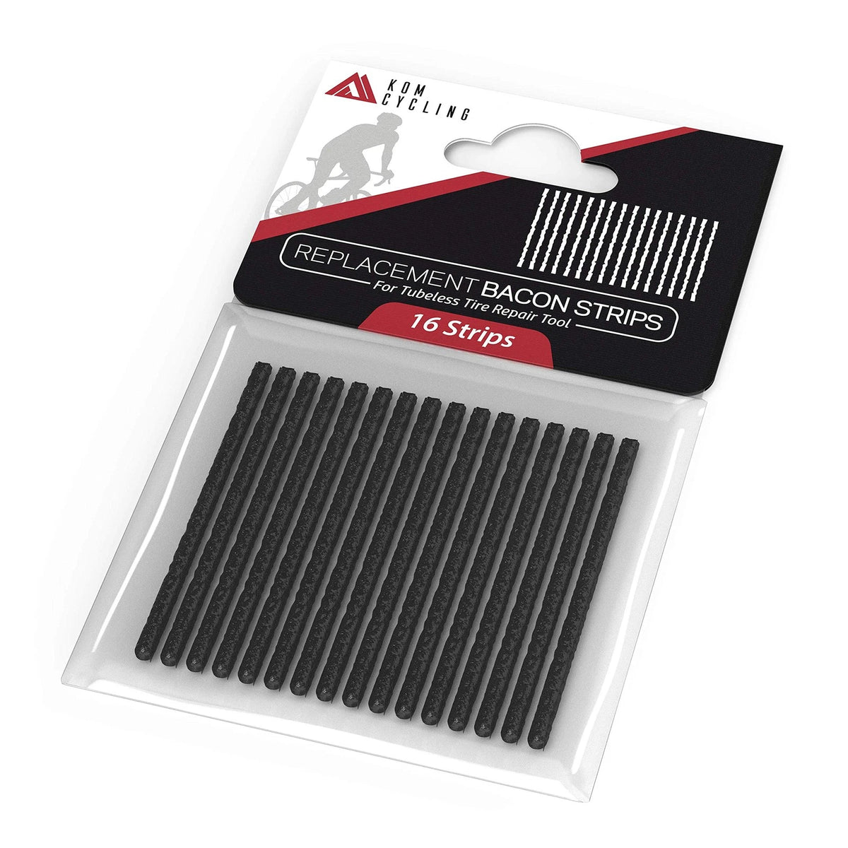 KOM Cycling Tubeless Tire Repair Tool Replacement 16 Strips, Black