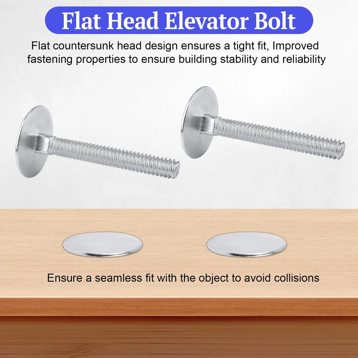 1/4-20 x 2 Elevator Bolts, Zinc Plated Flat Head X 2 Inch, Silver