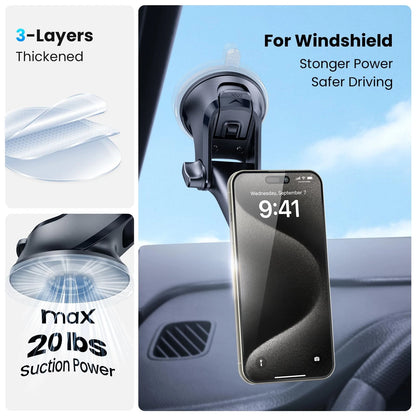 APPS2Car Magnetic Phone Mount for Car, Dashboard & 4.6”-6.29”, Black-Red