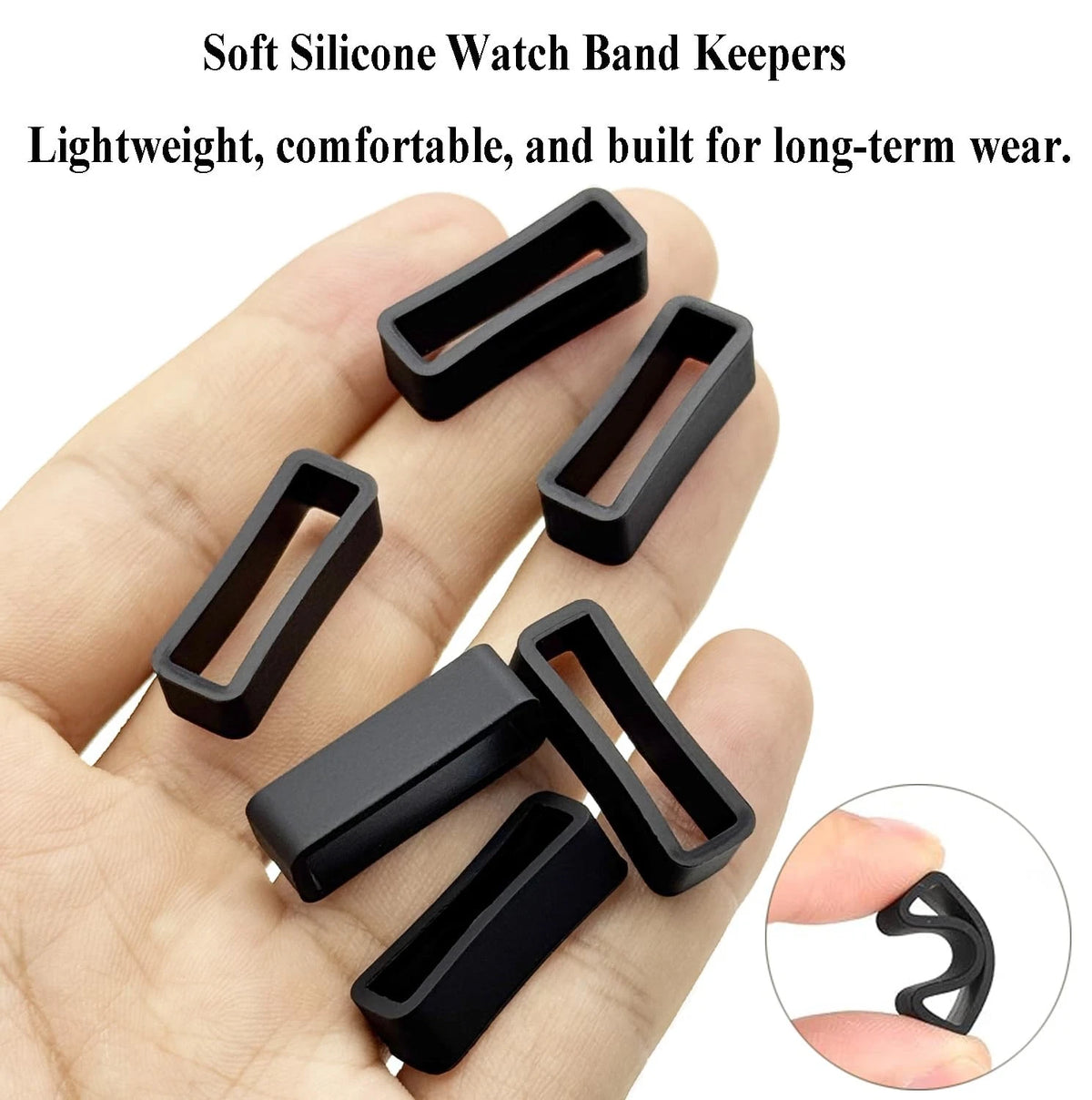 TICFROG 7 in 1 Watch Band Keepers Set, 24mm, Black