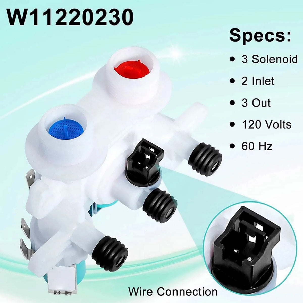 Durable W11096268 Water Inlet Valve for Whirlpool Washer Replaces W10853296