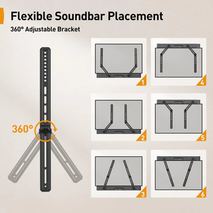 Perlegear Soundbar Mount with Adjustable Height, Sound bar up to Black