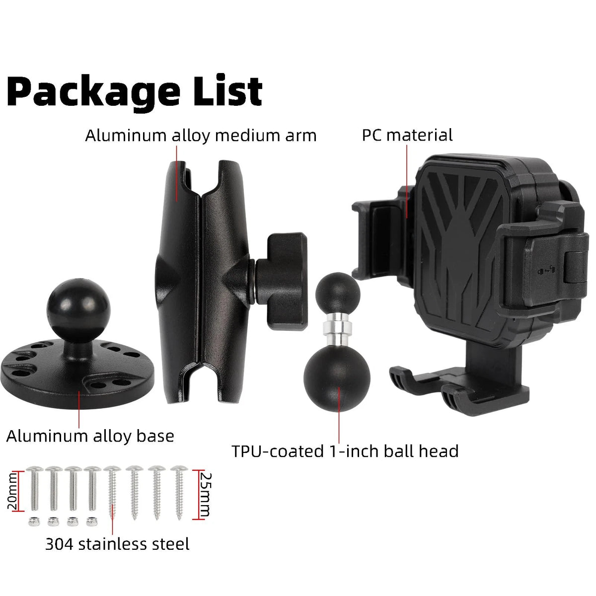 FPN Screw-Mounted Phone Mount Holder with Vibration Dampener [Camera Black