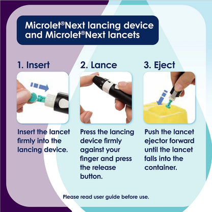 Ascensia MICROLET Lancets for Glucose 100 Count (Pack of 1), White, Green