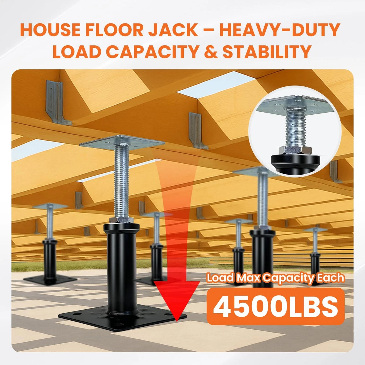 6 PCS House Floor Jacks for Lifting & Leveling, 4"–7"(6 pack), Black
