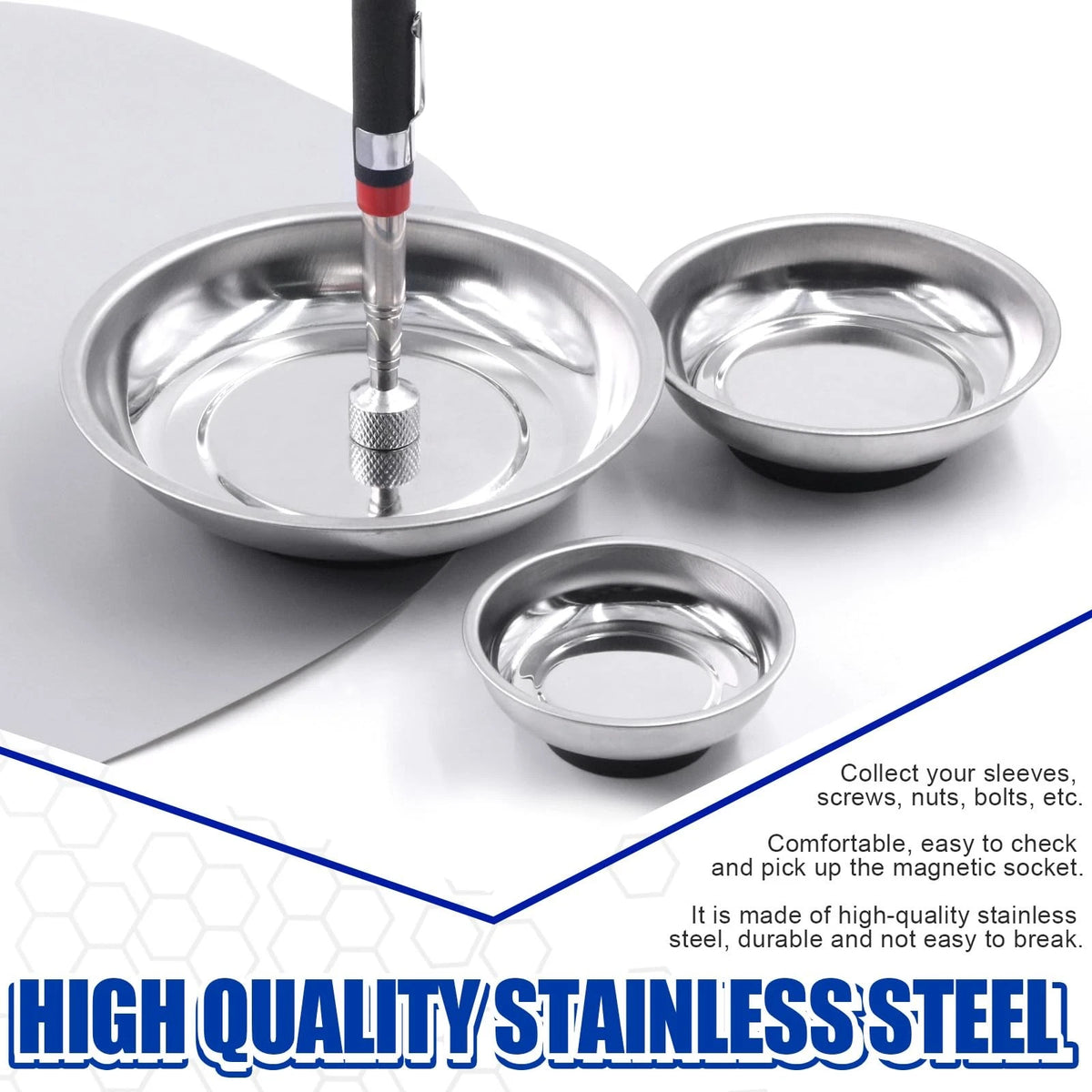 Glarks 4Pcs Magnetic Tool Trays with Pickup Set, 3" 4" 6"...