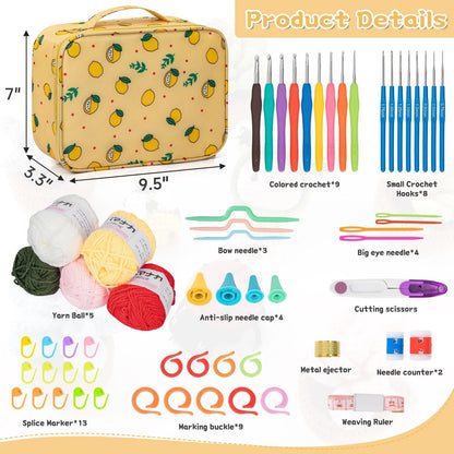 GMAK Crochet Kit for Beginners Adults, 59 PCS 1 Layer, Yellow Lemon