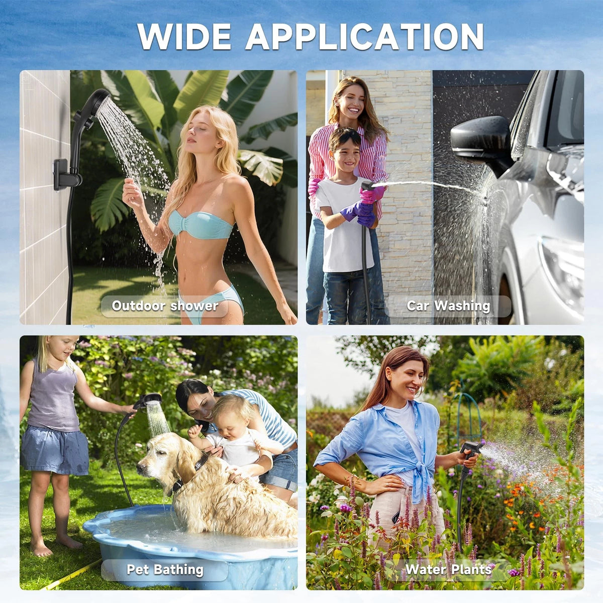 vignuto Portable Shower for Camping, Rechargeable Camping 1 PACK, grey