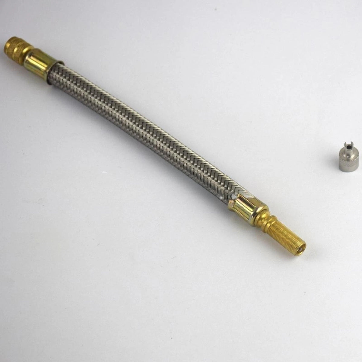 Stainless Braided Flexible Hose Car Tire Valve Inflatable Copper Joint Adapter