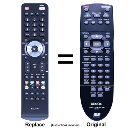 RC-551 Replacement Remote Control For Denon DVD Player DVD-1600, DVD-1600P