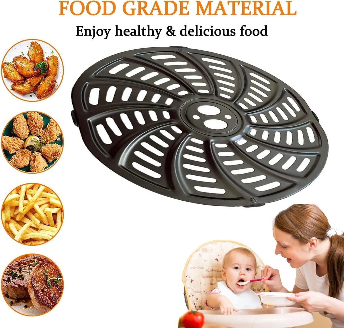 Nvkwca 6QT Air Fryer Grill Plate for Gourmia GAF698 GAF686 Middle, Black