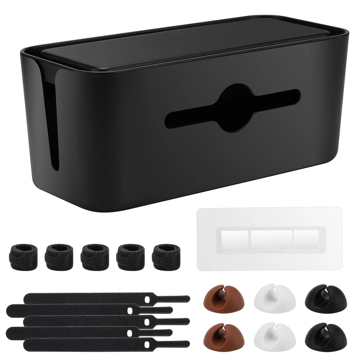 Cable Management Box,Cord Organizer Box for Desk 11.5X 5.12 X 5 inches, BLACK
