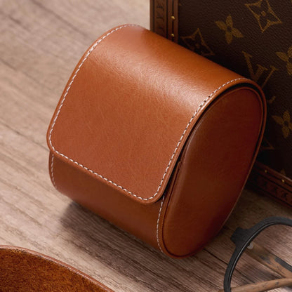 Oirlv Luxury Leather Watch Storage Box Travel Single Case Brown