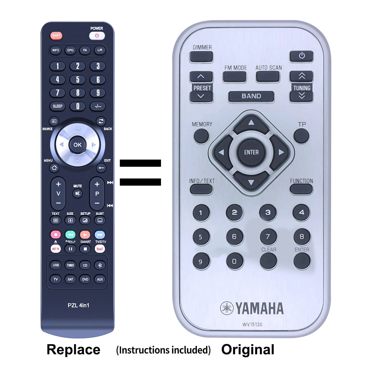 WV15130 Replacement Remote Control For Yamaha T-D500 Tuner Radio HiFi Seperate