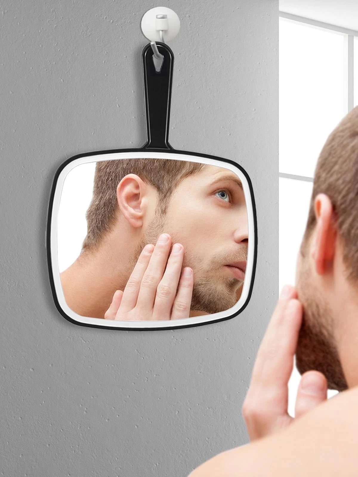 BEFUI Extra Large Handheld Mirror，Hand Salon Mirror with 12.4"L x 9"W, Black