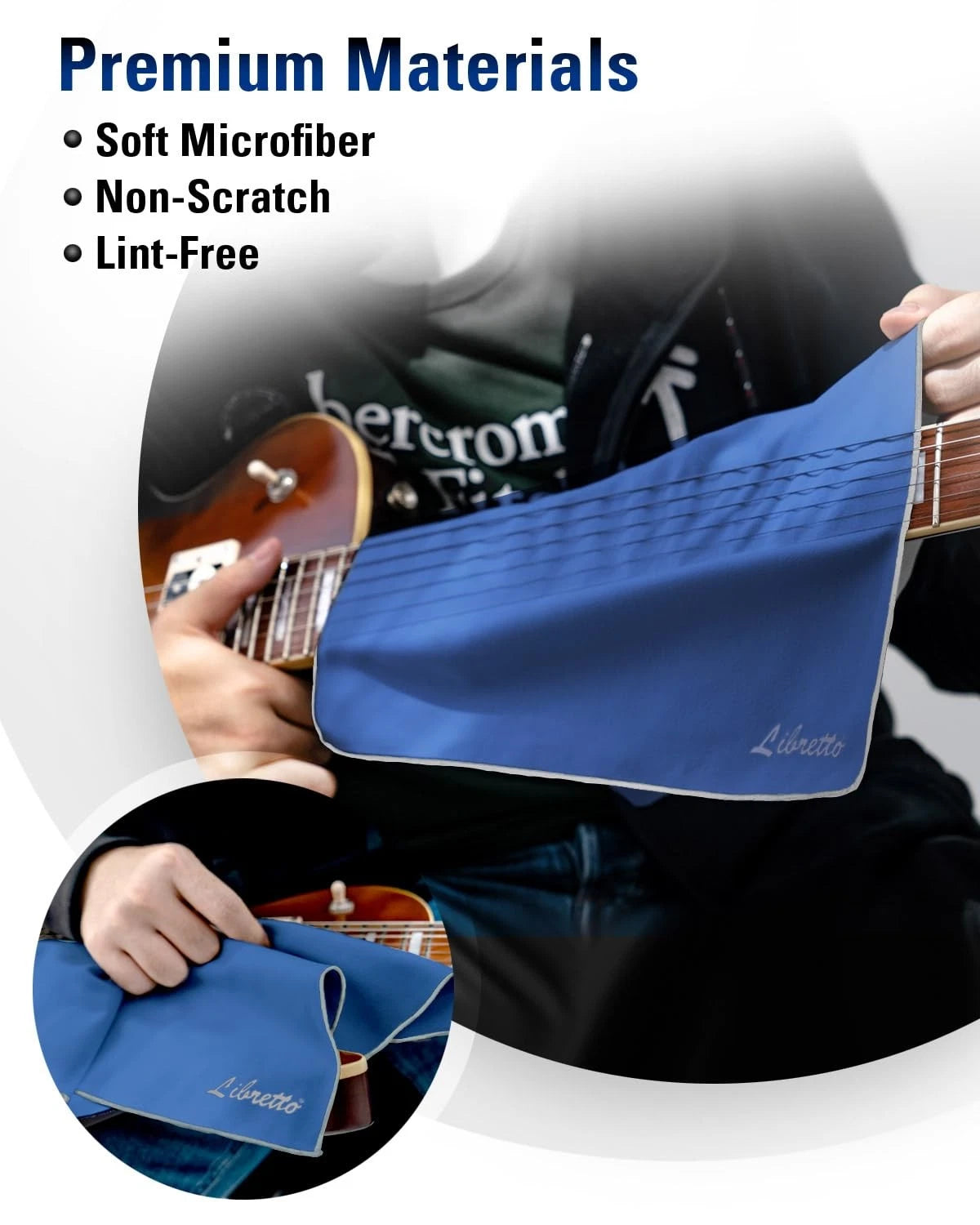 Libretto Microfiber Polish Cloth, 3 Useful Sizes in 1 Pack, Violin and blue