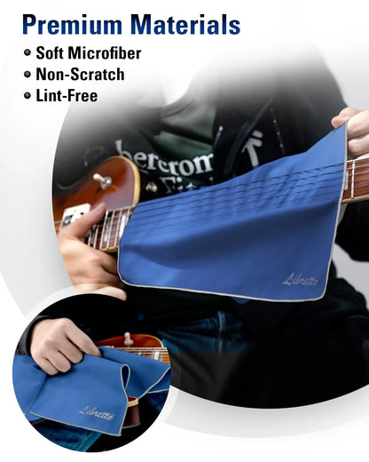 Libretto Microfiber Polish Cloth, 3 Useful Sizes in 1 Pack, Violin and blue