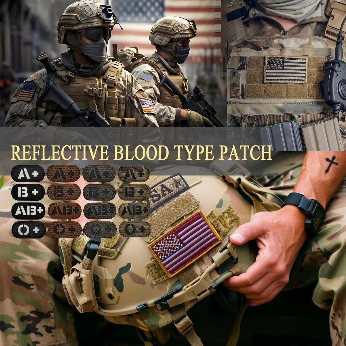 EmWoot 2PCS Blood Type AB+ Patches IR Infrared Reflective 2"×1", 2"×1" CP