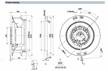 Ebmpapst R1G175-RB33-G01 Centrifugal Fan 48V 1.85A 75W 3950RPM EC Cooling Fan