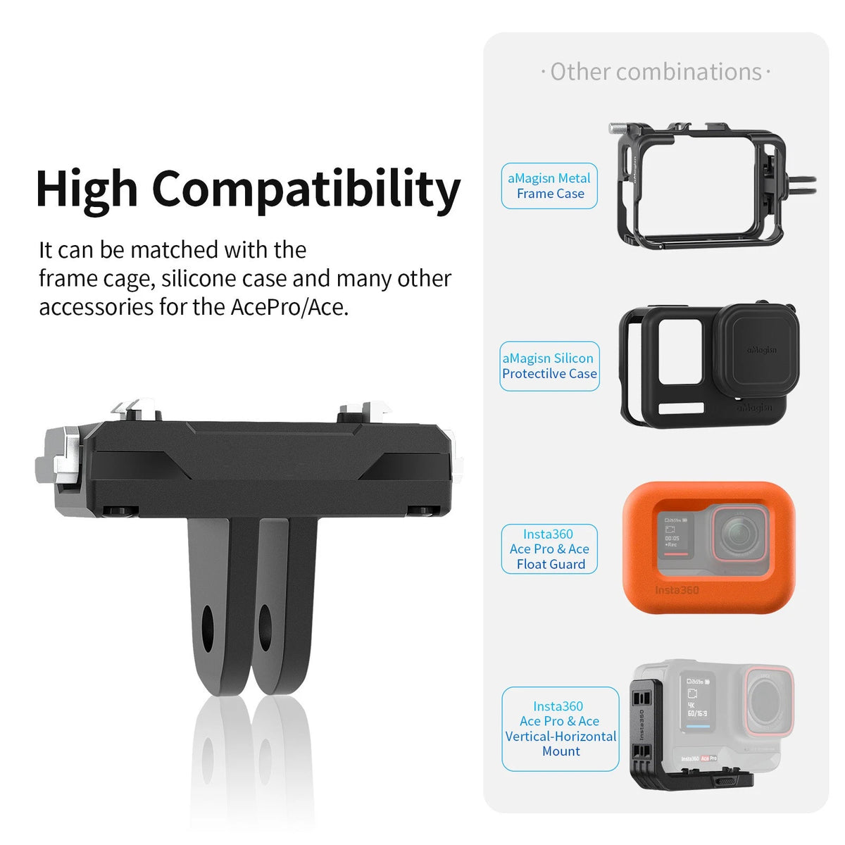 1*ABS Camera Magnetic Quick Release Mount Base Adapter For Insta360 AcePro/Ace