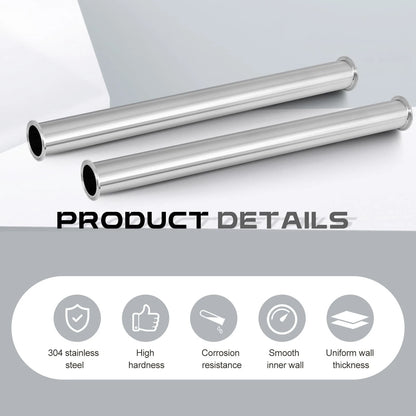 Otoolling 2 Pcs 24" Sanitary Spool Tube with Clamp Ends Stainless Silver