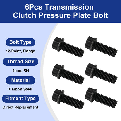 6Pcs Transmission Clutch Pressure Plate Mount Flange Bolts For Honda Accord