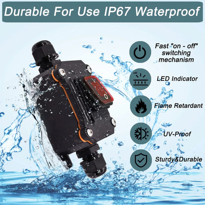 12V Inline Cord Switch IP67 Waterproof, Outdoor ON/Off Toggle DC...