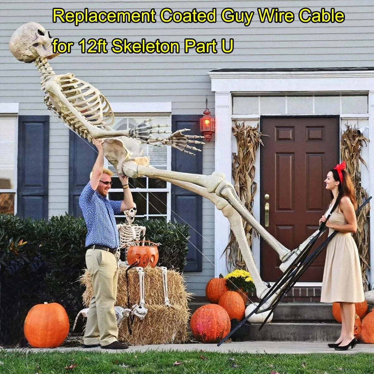 CHENGLAI 12 ft Skeleton Part U Replacement Tether Cable Guy Wire, Silver