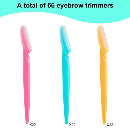66 Eyebrow Razor and Face for 1 Count (Pack of 66), Rose,Yellow,Blue
