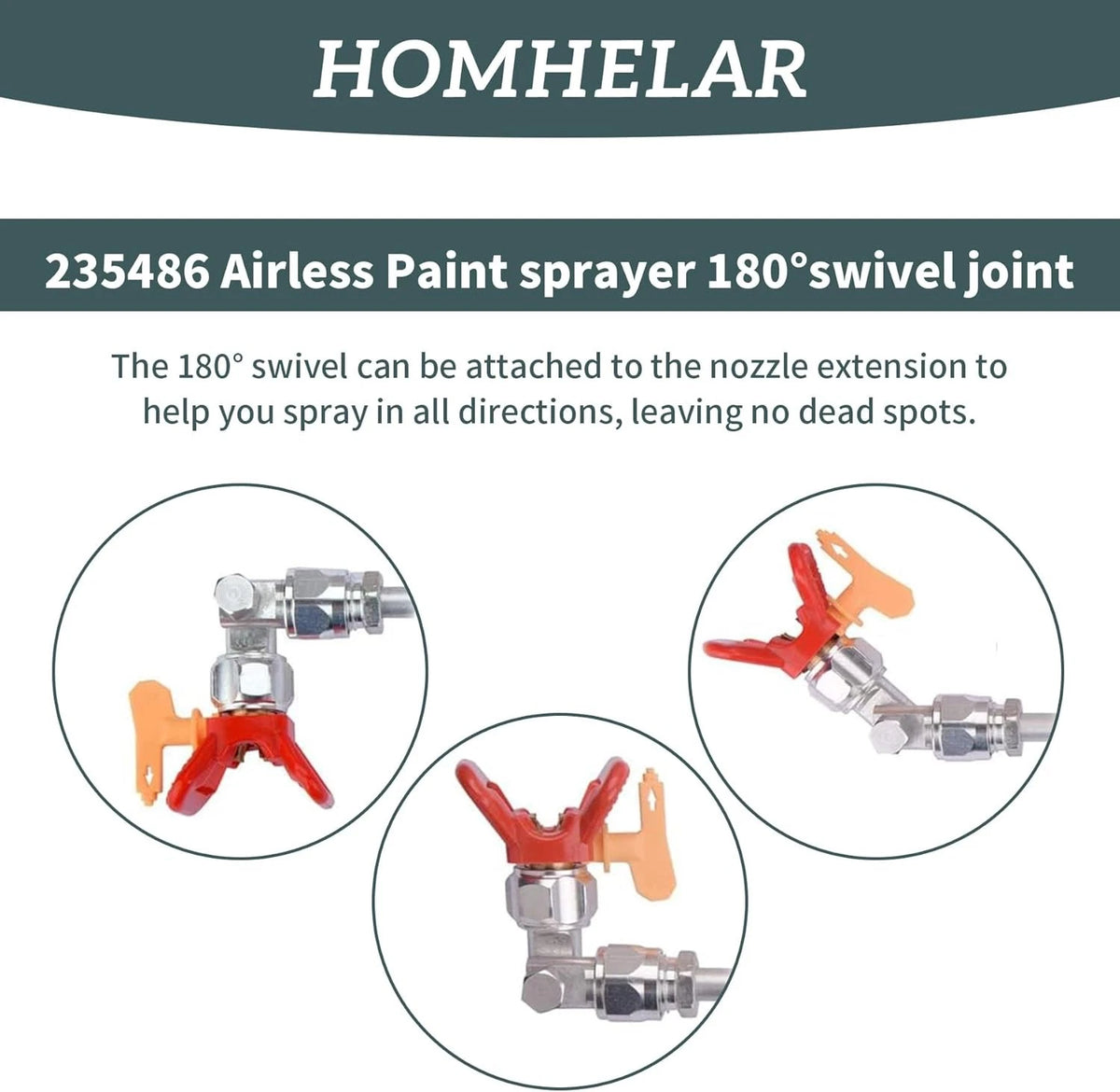 235486 7/8 Inch Thread 180 Degree Rotation Airless Paint Spray Gun Silver
