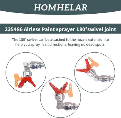 235486 7/8 Inch Thread 180 Degree Rotation Airless Paint Spray Gun Silver