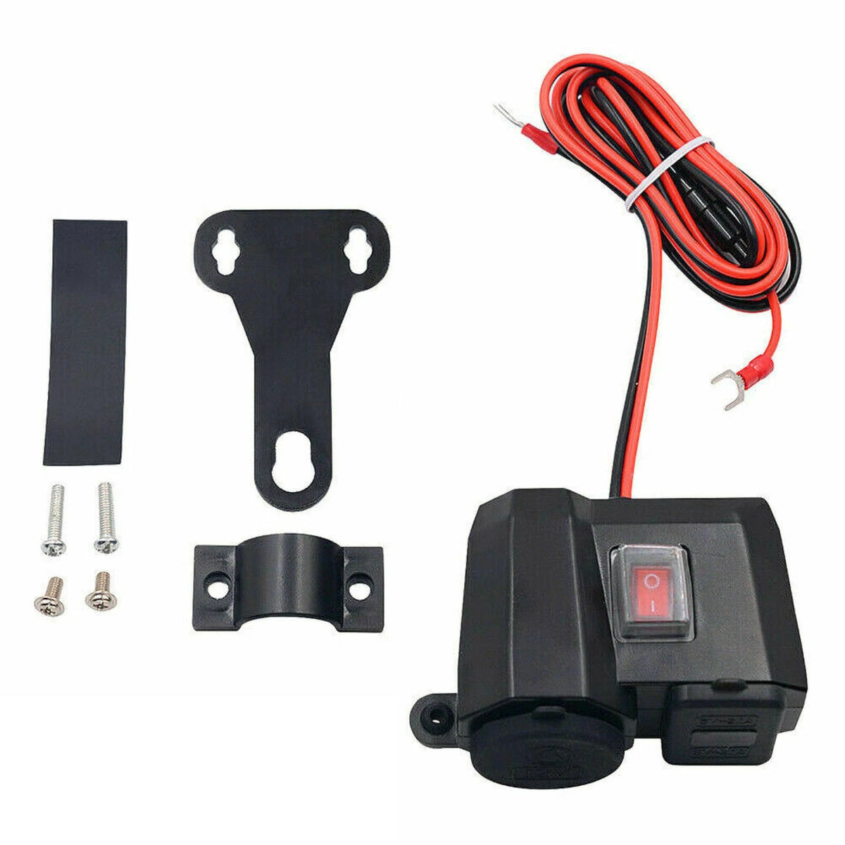 Motorcycle Cigarette Lighter 12V Dual USB Charger LED Digital Voltmeter Socket E