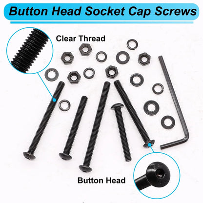 220PCS Black M4 Button Head Hex Socket Cap x 30/35/40/45/50mm,