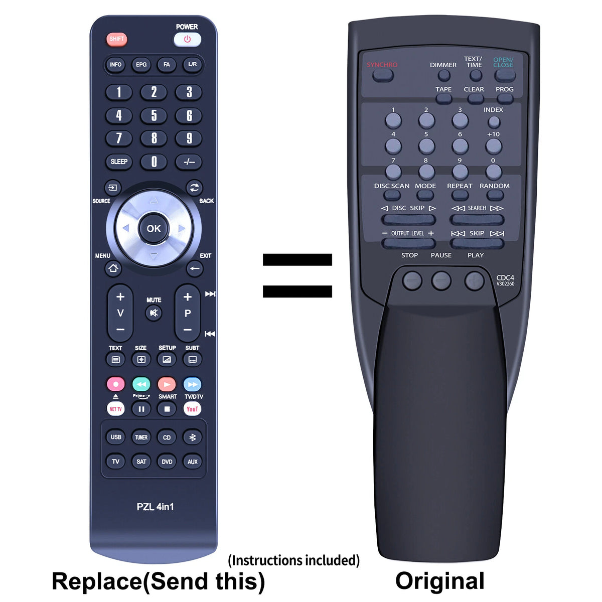 CDC4 V302260 Replacement Remote Control For Yamaha CDC905, CDC675