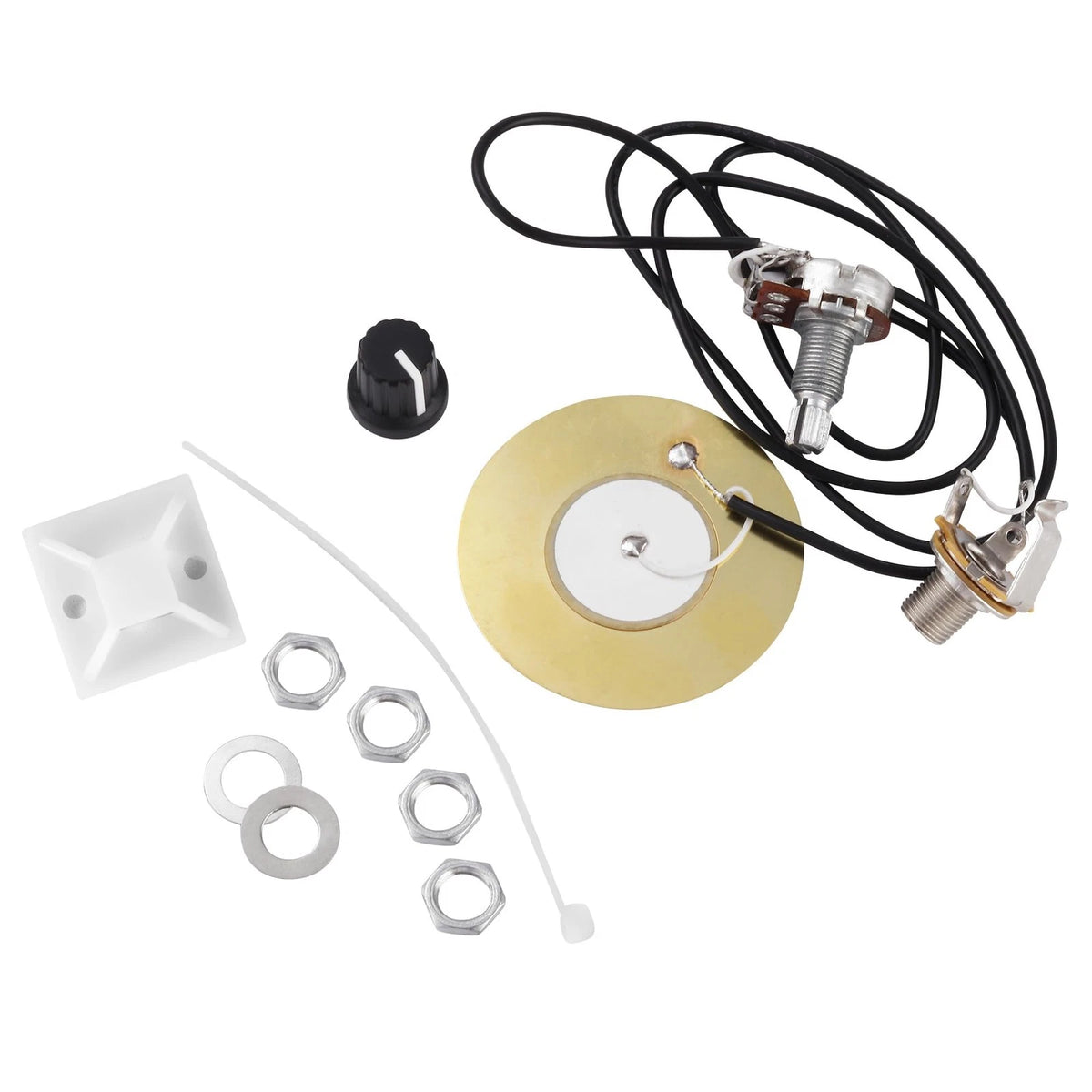 2 Packs 50mm Piezo Pickup Transducer Prewired Amplifier with 6.35mm Black