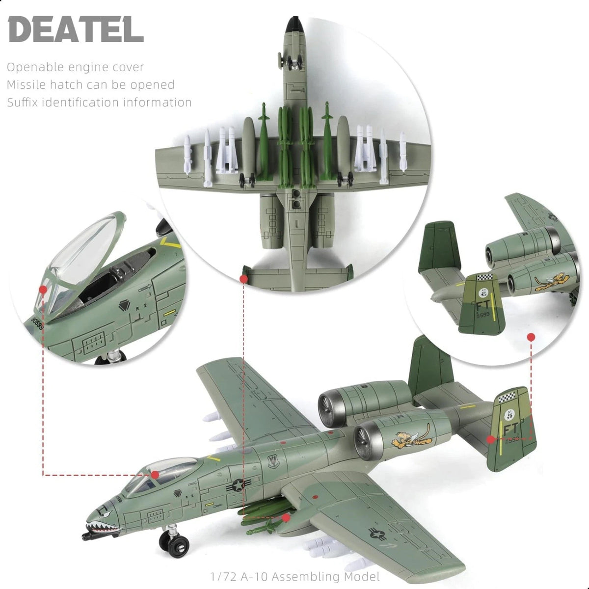 1/72 A-10 Thunderbolt II Warthog Attack Aircraft USAF Assembly Model DIY Set
