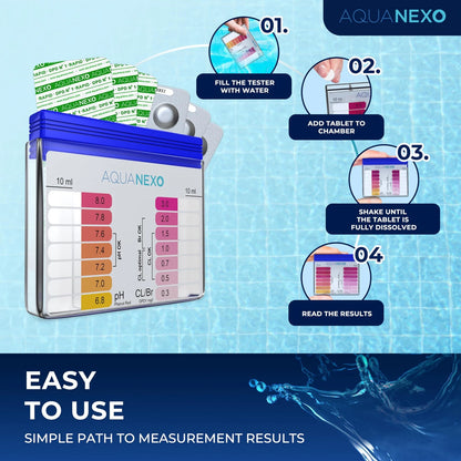AQUANEXO Water Test Kit pH and Chlorine Including 60 Pool Tablets: 30x...