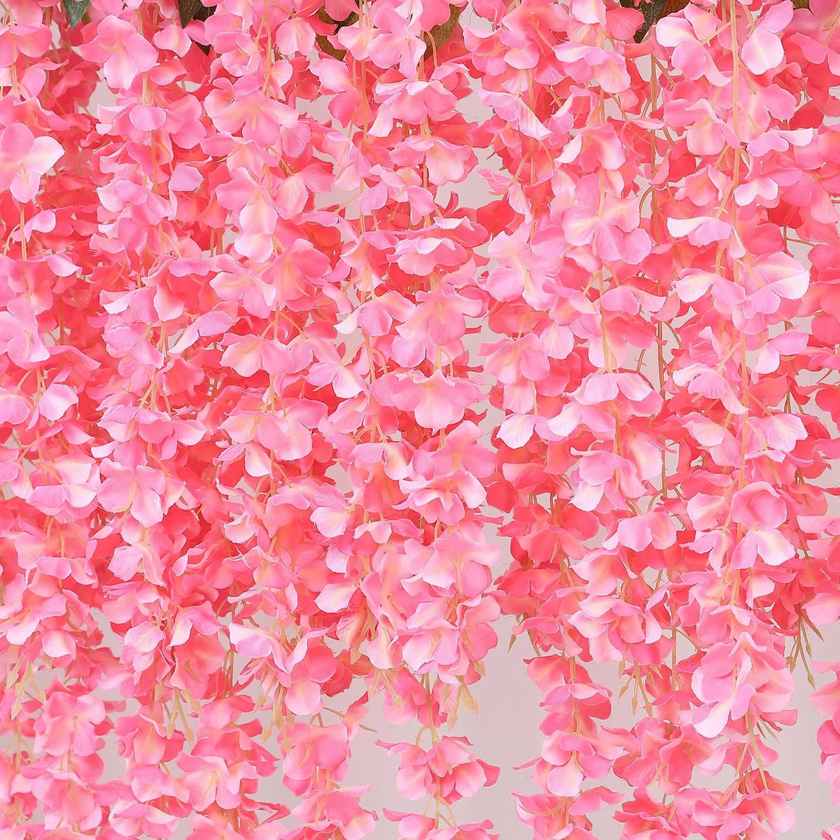 Duovlo 12 Piece Artificial Silk Wisteria Vine 3.6 Feet Ratta Dark Pink