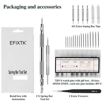EFIXTK Spring Bar Tool Set with Extra 6 Tips Pins for Watch Wrist Bands...