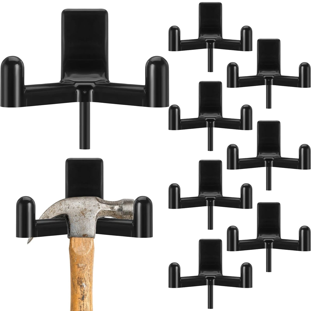 Geelin 8 Pcs Tool Hooks Compatible with Plastic Shed Hanger Wall Black