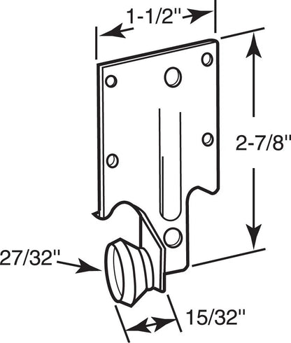Prime-Line R 7132 Steel Bracket Drawer Track Roller with Plastic 2 Pack, Gray