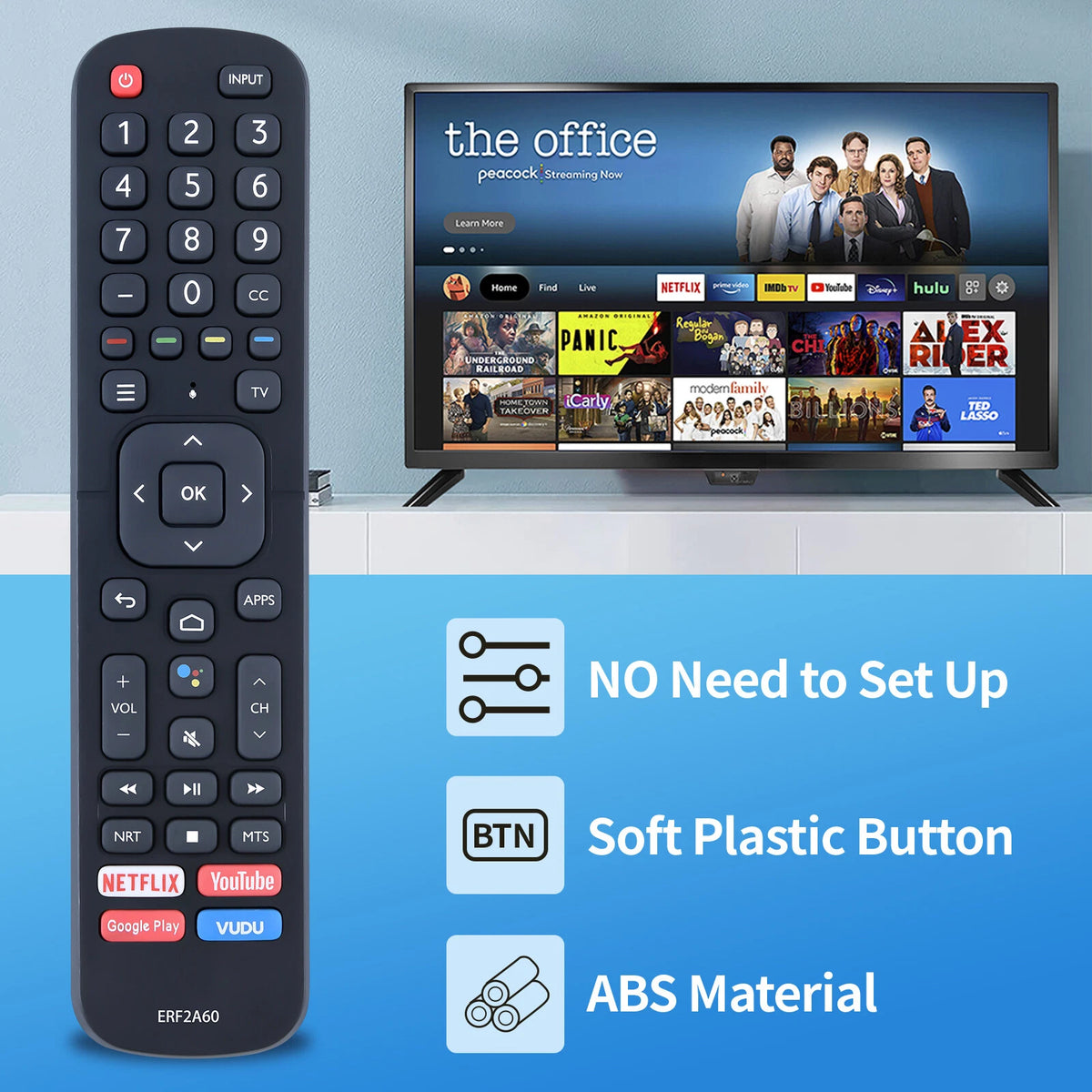 ERF2A60 Replace IR Remote Control For Hisense TV 43H6570F 50H6570F 55Q8G