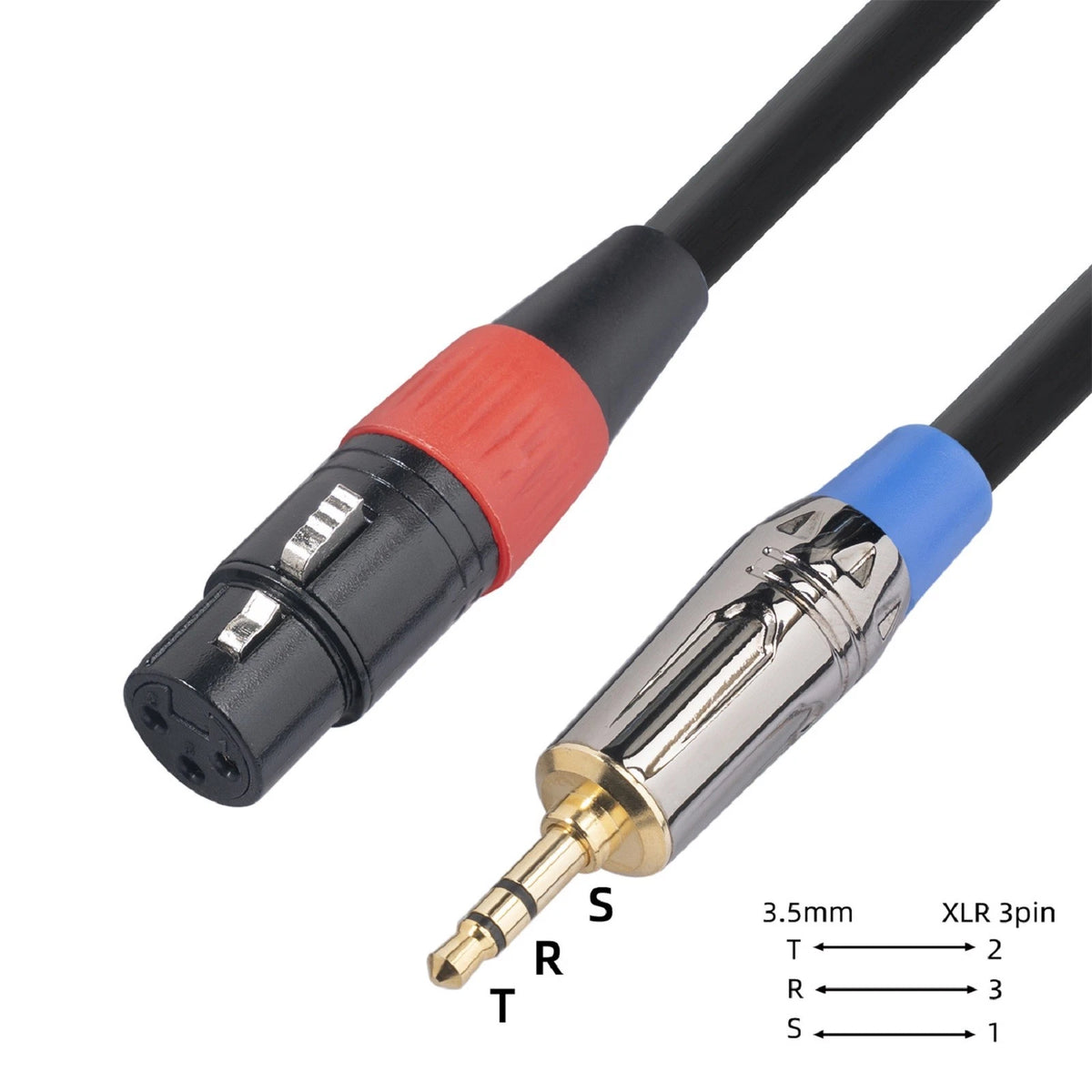Jack 3.5mm to 3Pin XLR Cable TRS M to XLR Female Audio Adapter Cable For Phone