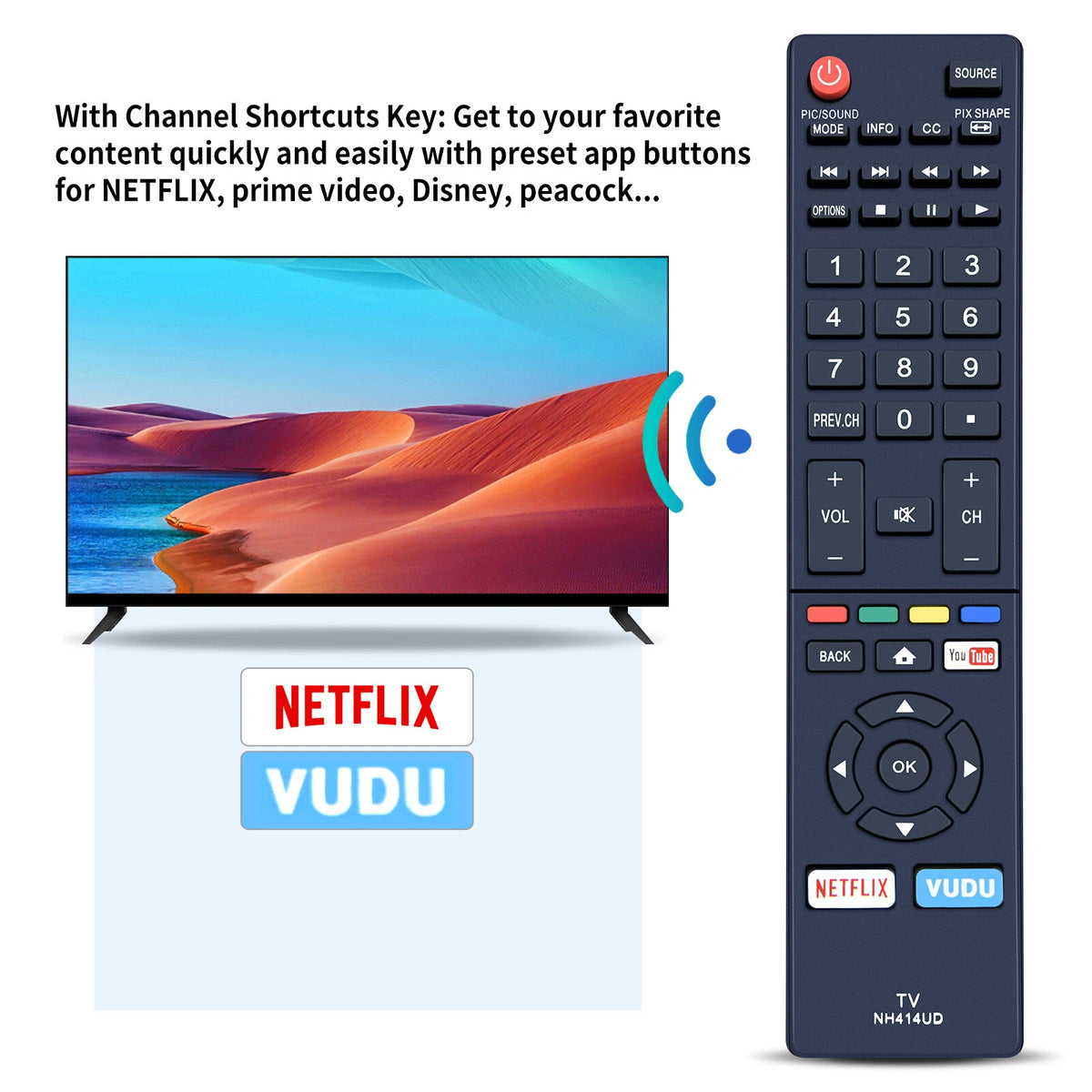 NH414UD Remote Control For Sanyo Smart TV FW50C36F FW50C78F FW65C78F