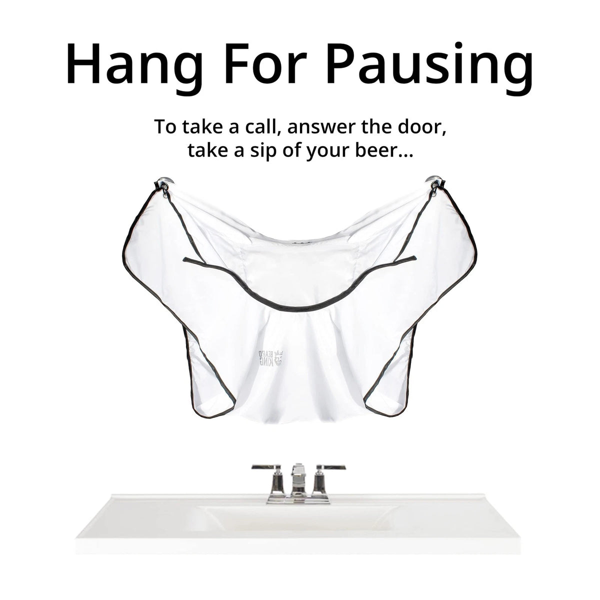 Beard King Bib Apron - As 1 Count (Pack of 1), White w/ Packing Pouch