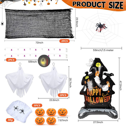 Halloween Golf Cart Decorations Kit 27.5 x 47.2 inches, White, Black, Orange