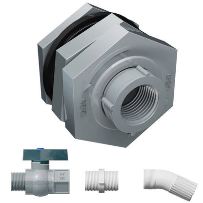Stock Tank Drain Plug Kit 1-1/4" x 3/4" Pipe Reducer Drainage for Black